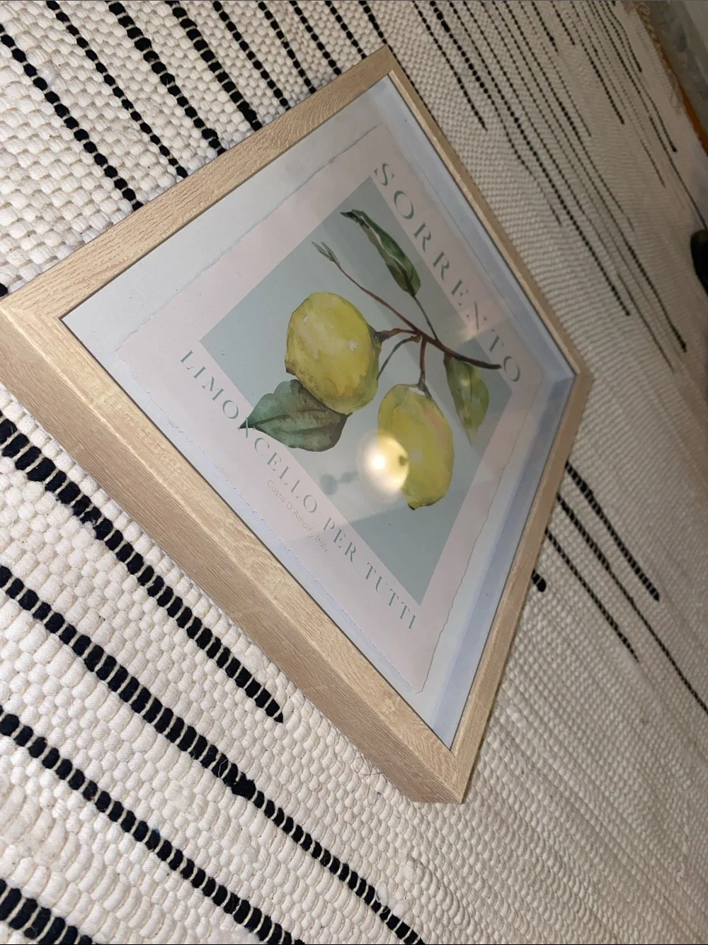 Framed Sorrento Lemon Wall Art in Natural Wood Frame Amalfi Coast